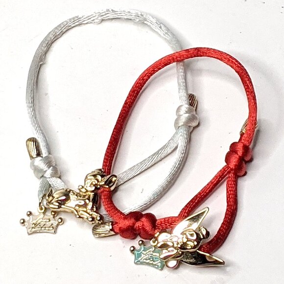 Kidada Disney Couture Tinkerbell Bambi Bracelet 14K Gold Plated Silk Red White - Picture 15 of 15